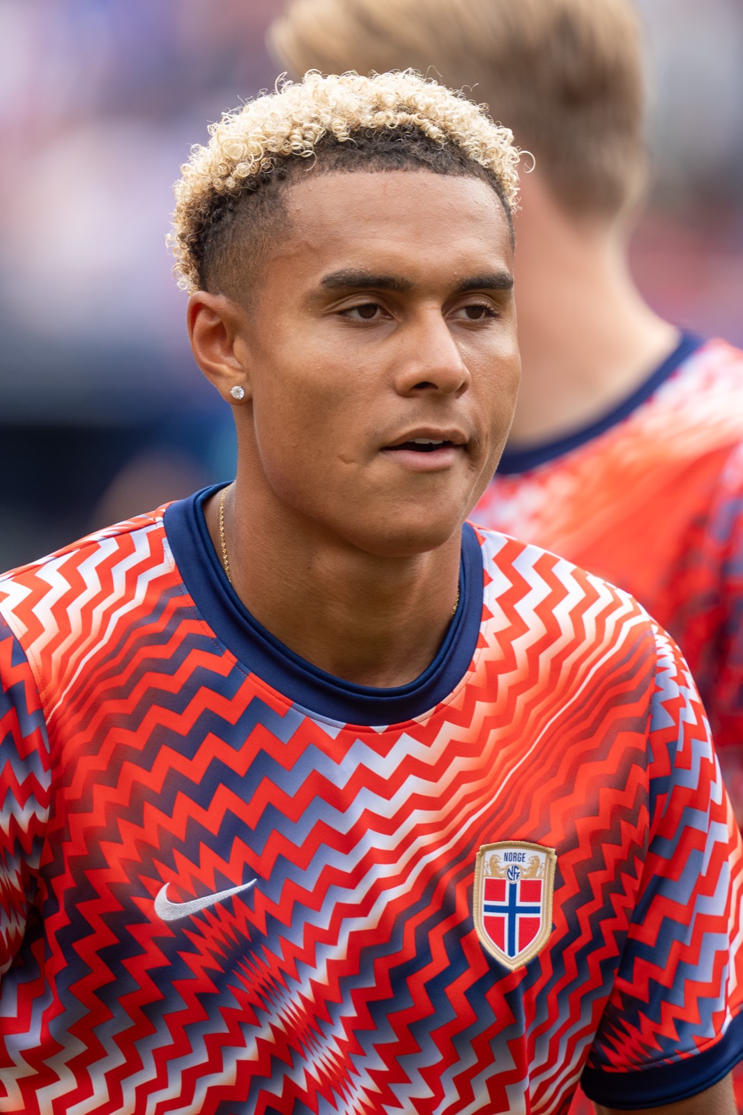 Antonio Nusa en action sous le maillot de la Norvège