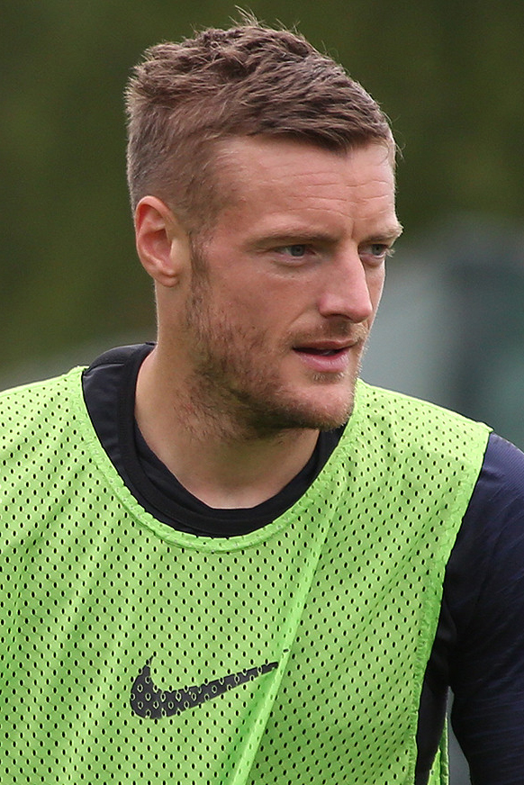Jamie Vardy playing for Leicester City in a photograph taken in 2018